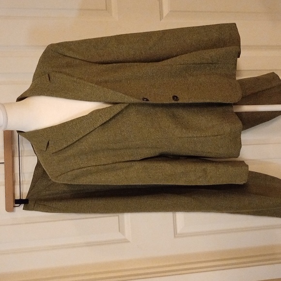 Vintage Jones wear olive green herringbone Blazer, size 16 - Picture 6 of 9